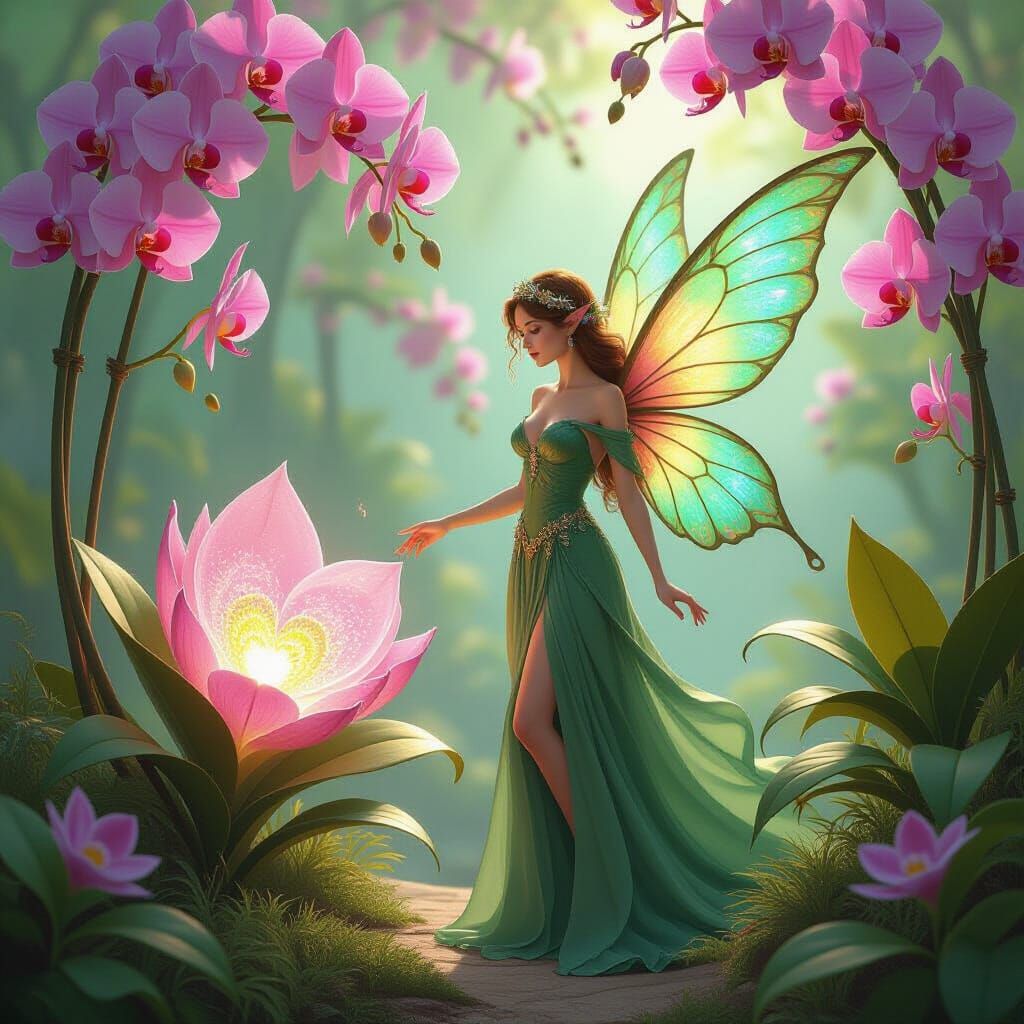 Mystical Fairy in Orchid World, Ethereal Light