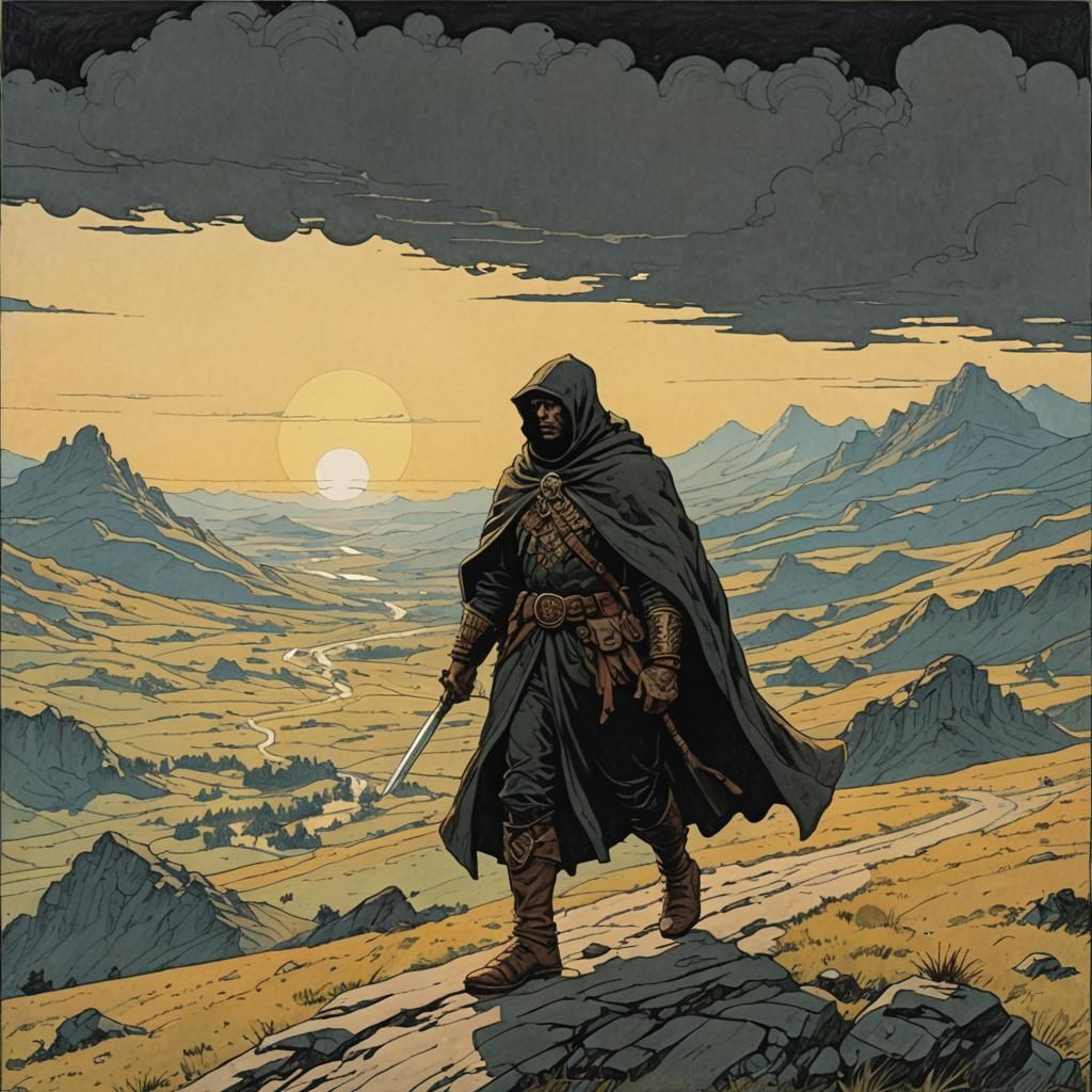 The sun sets and a storm brews