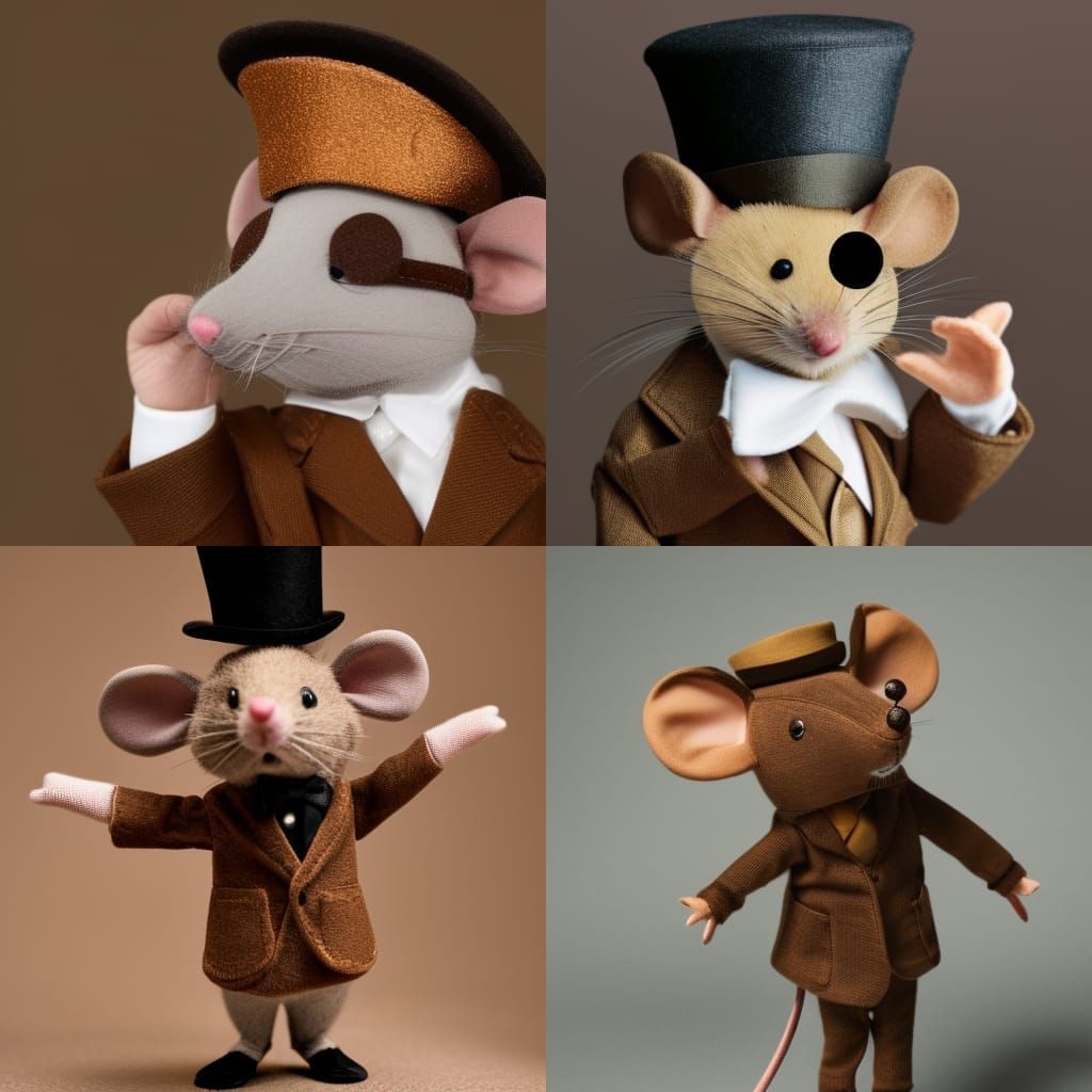 Mouse in Brown Jacket and Top Hat