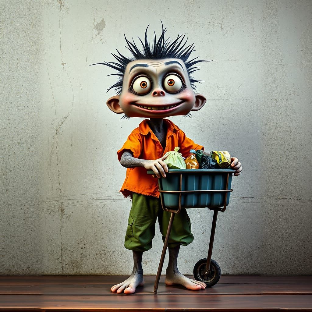 Futuristic Waste Collector in a Post-Apocalyptic Setting