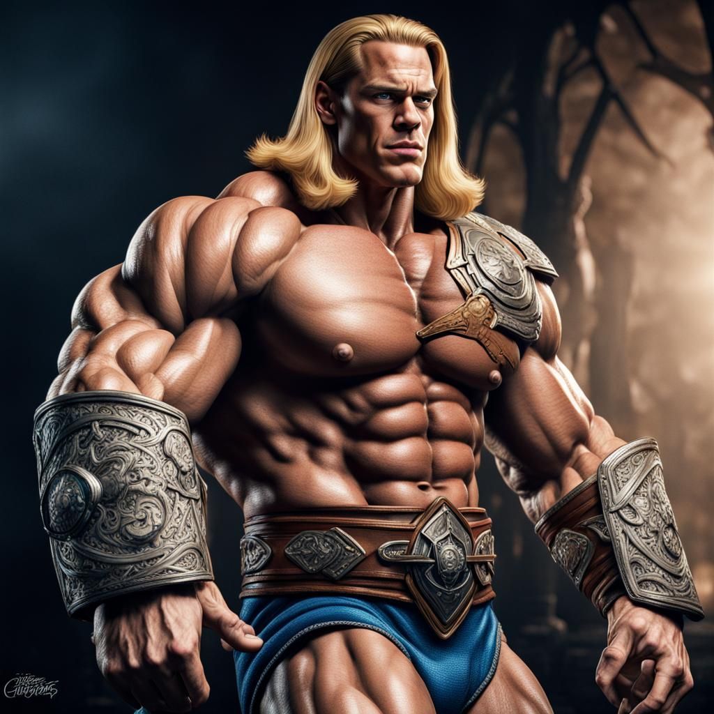 John Cena as He-Man: Hyperrealistic Cinematic Portrait