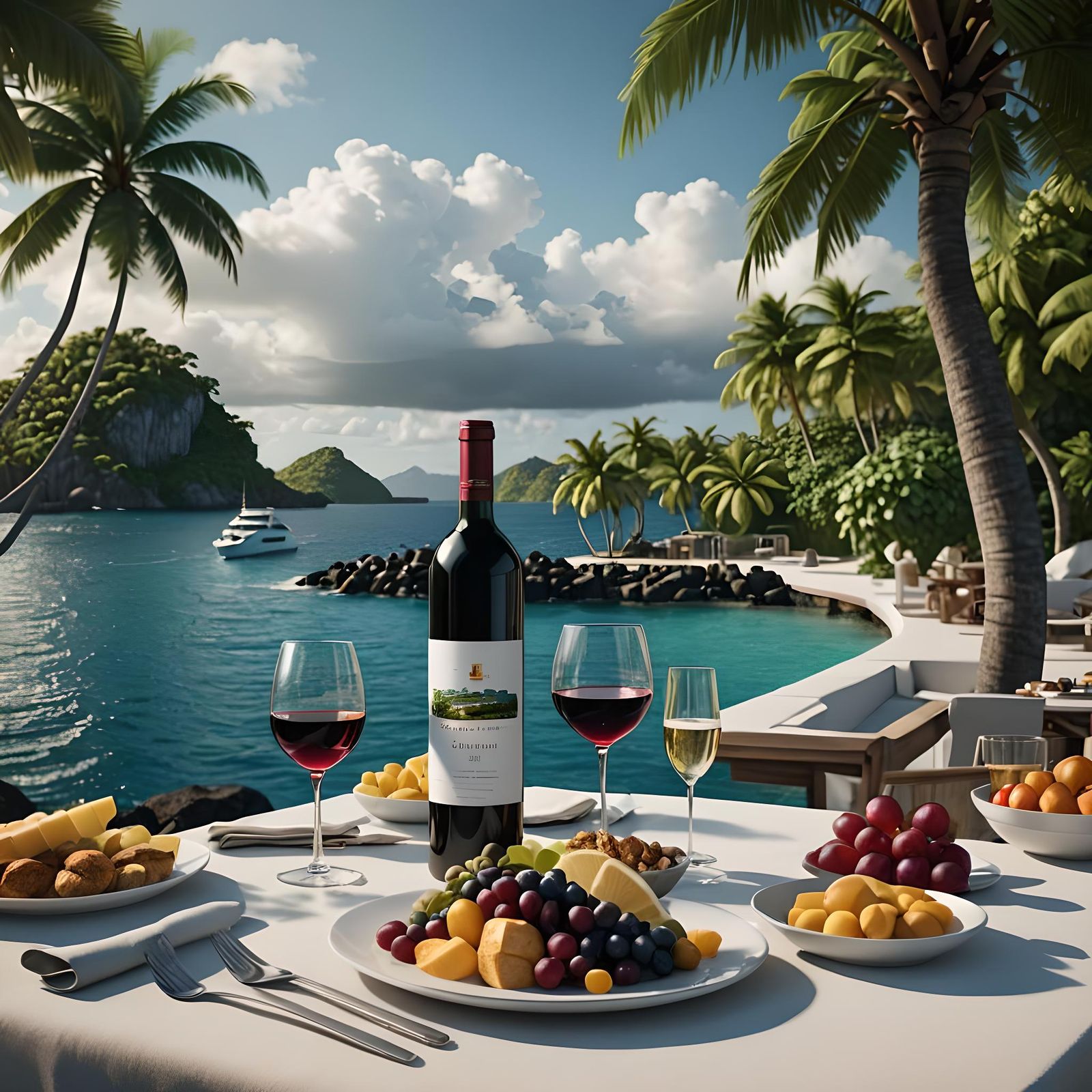 Wine on a Catamaran to Tropical Island