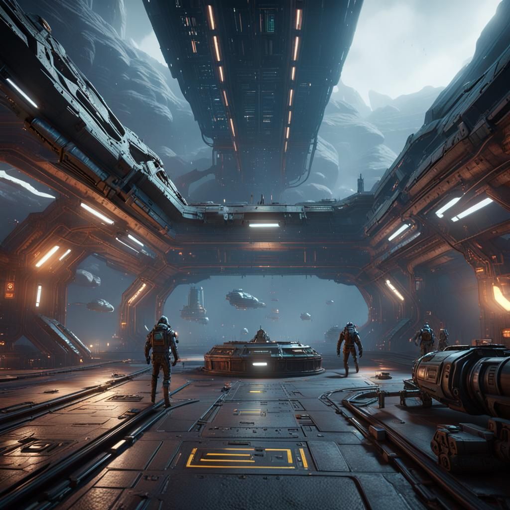 Underground Alien Base: Human Tech Collaboration in 3D