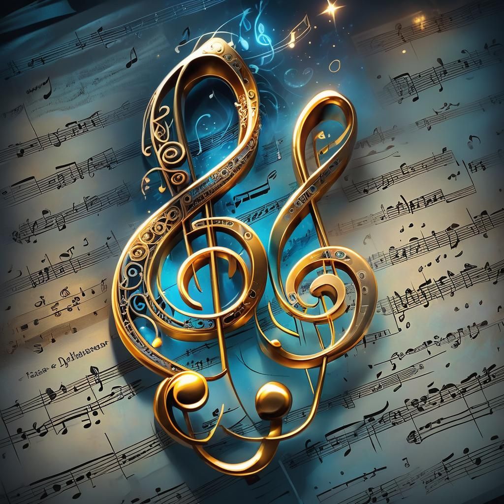 Glowing Treble Clef in Surreal Digital Art
