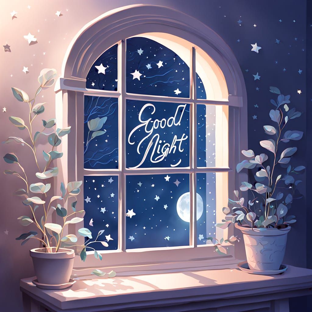 Dreamy Moonlit Good Night Message in Whimsical Script