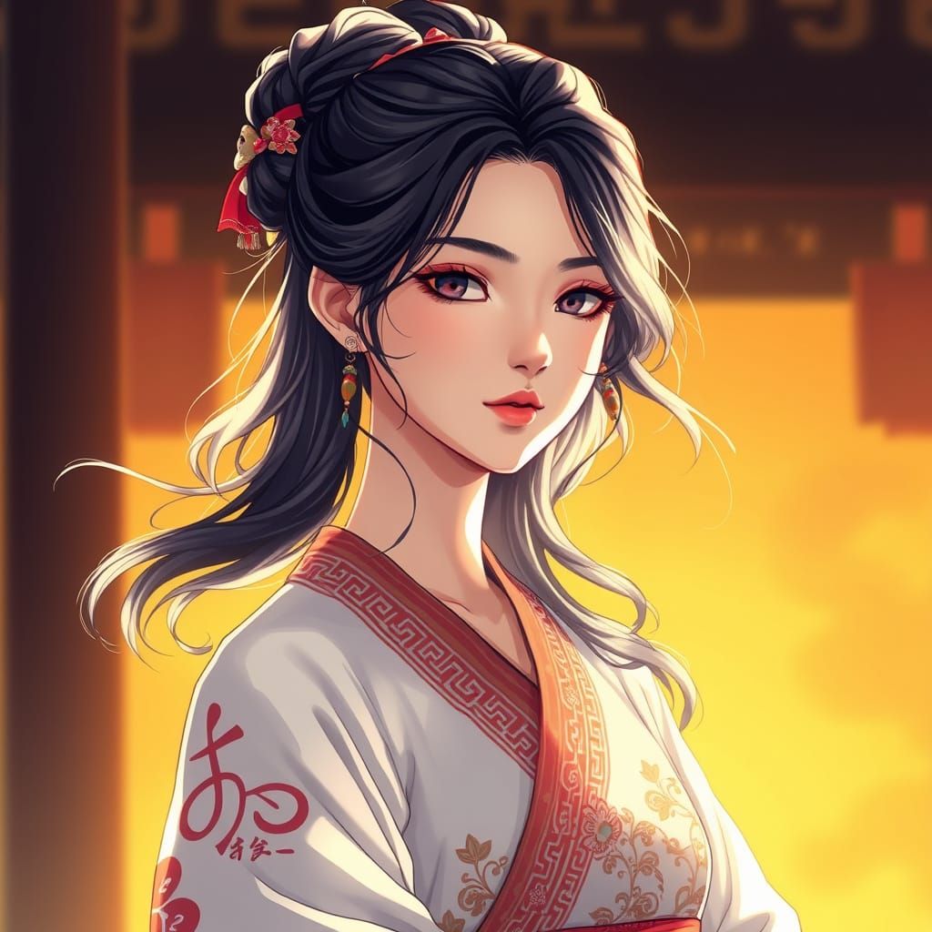 Ethereal Village Goddess in Elegant Attire