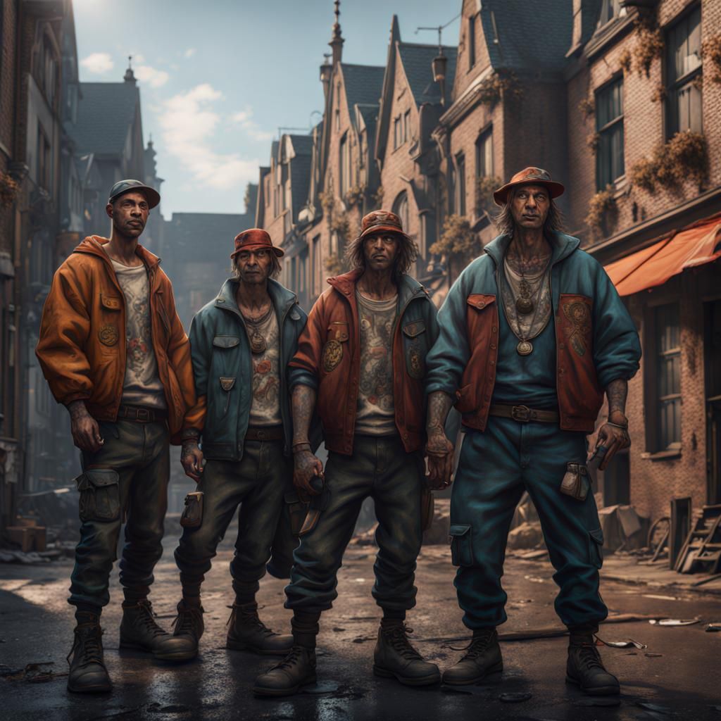 Belgian Street Gang: Detailed Matte Painting