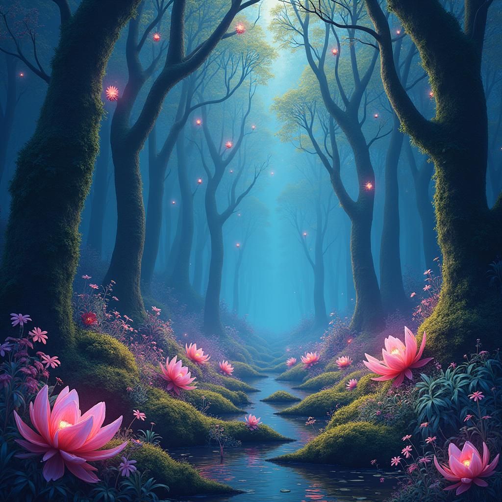 Enchanted Forest with Ethereal Luminescence
