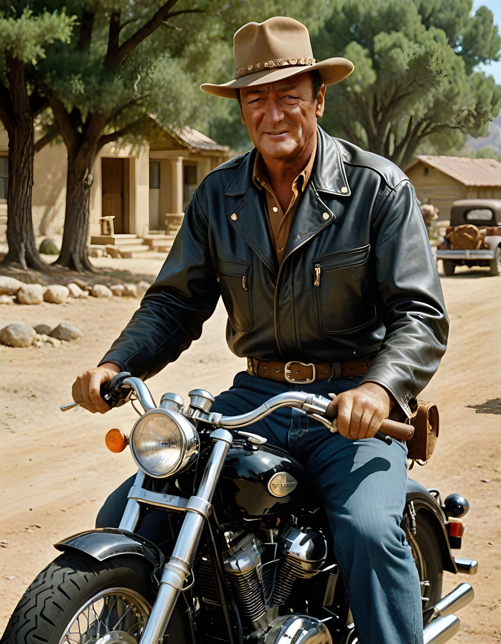 John Wayne Rides a Motorcycle