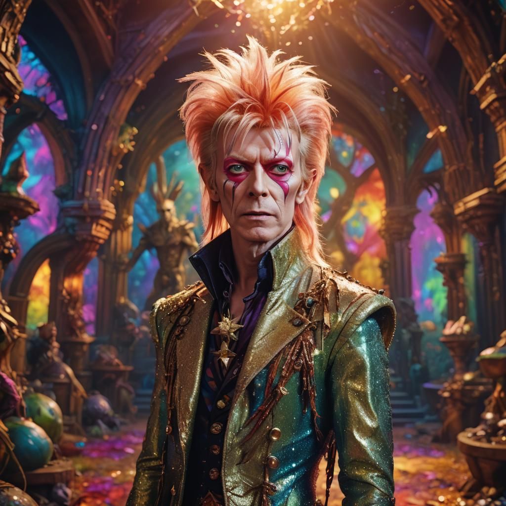 David Bowie as Goblin King: Pixar-Style 3D Portrait