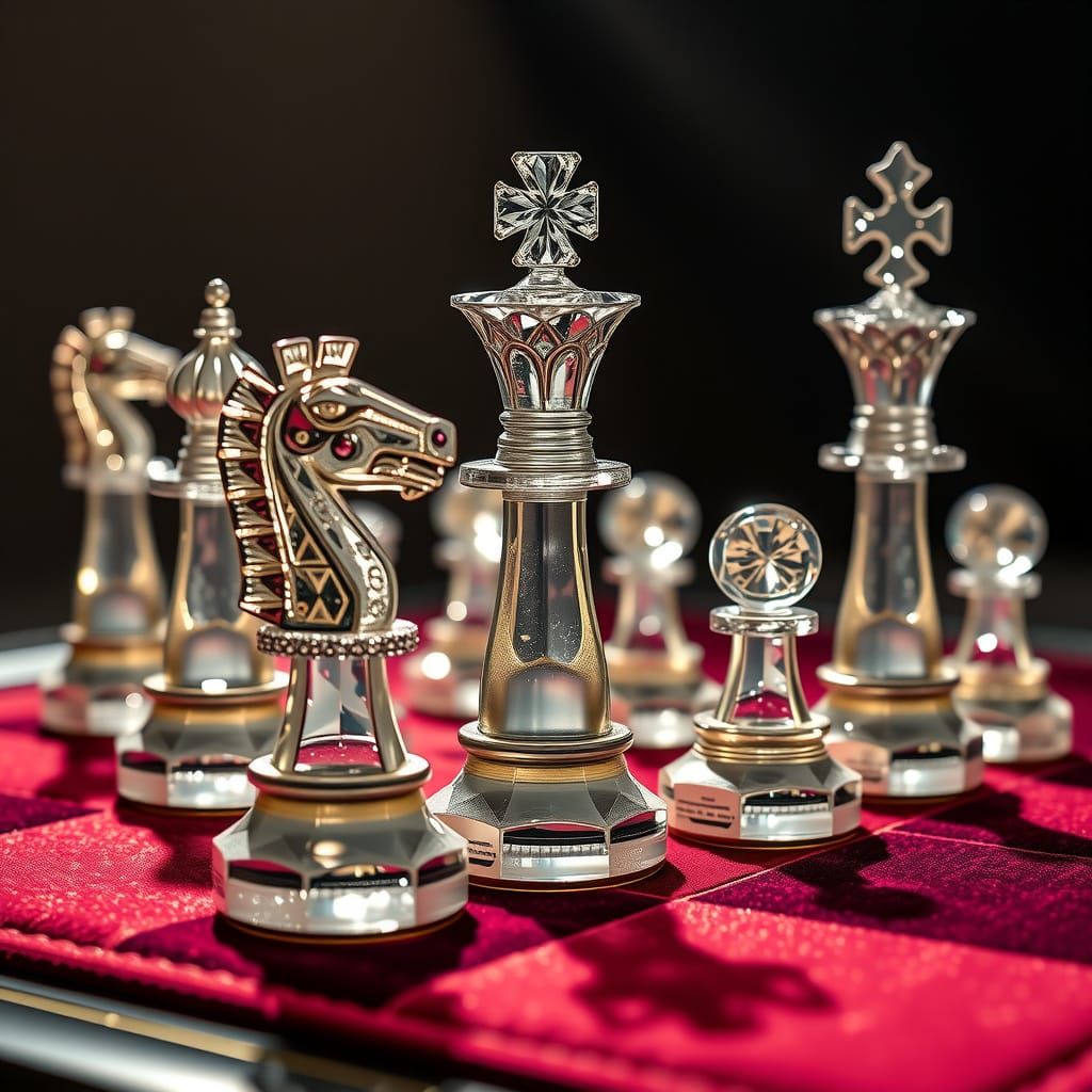 Diamond Chess Set in Contemporary Pop Art Style