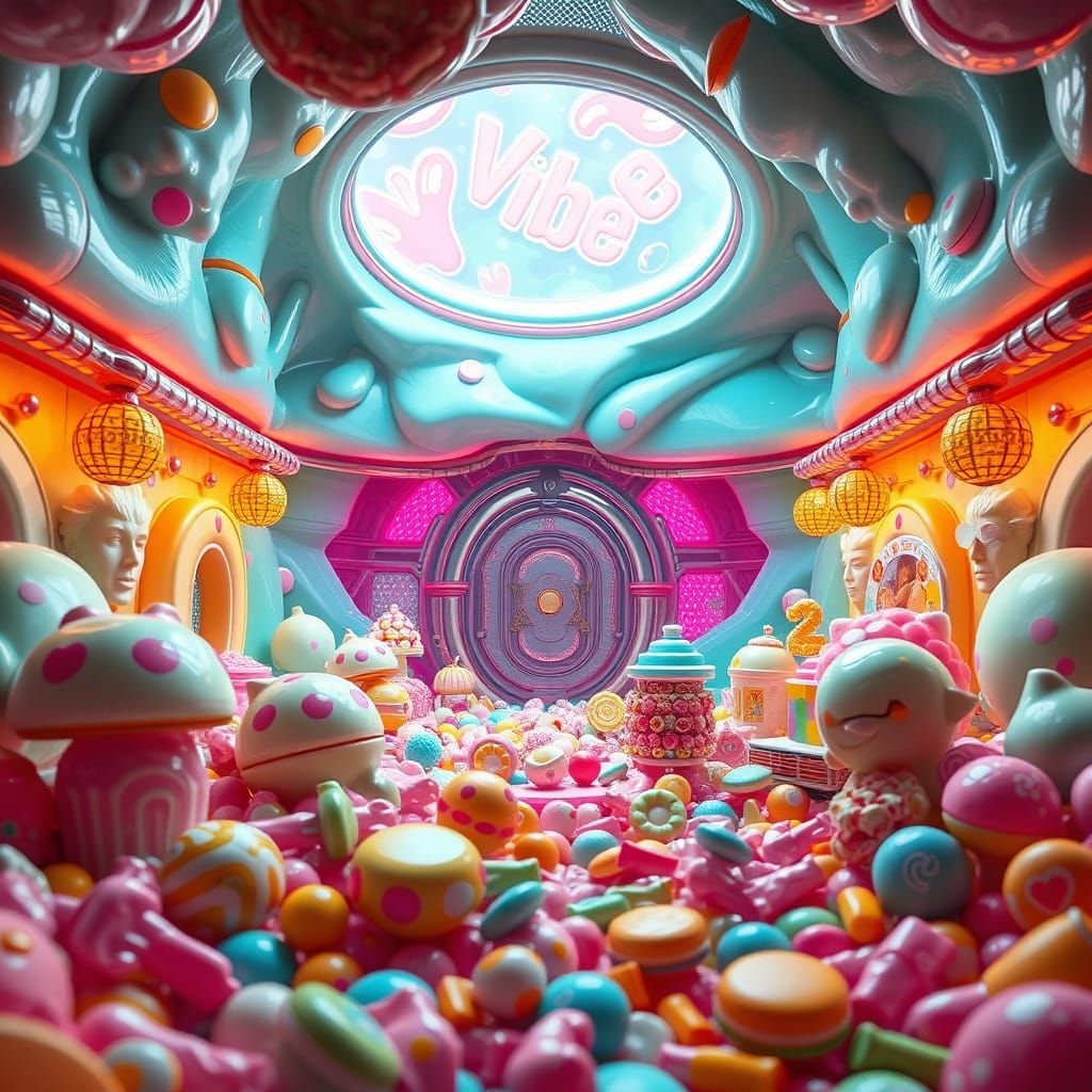 Hyper-Realistic Candyland in Futuristic Style