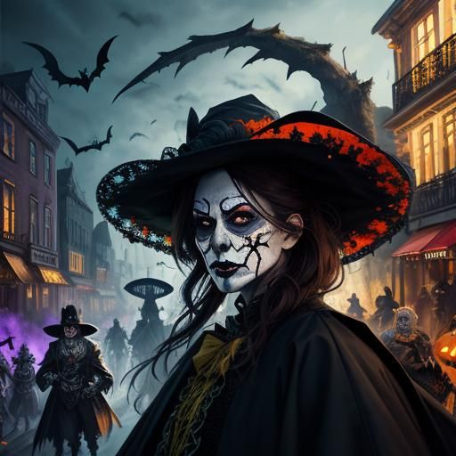Hyperrealistic Halloween Parade Concept Art