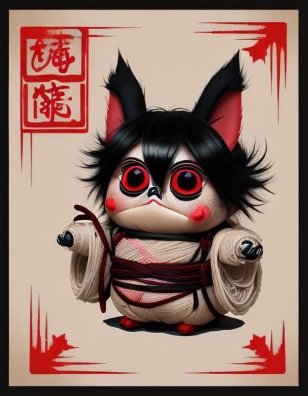 Avant-Garde Shibari Furby in Vector Pop Art Style