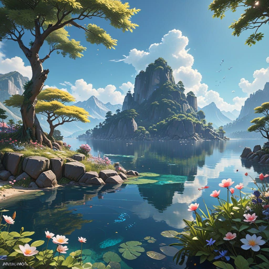 Surreal Paradise Landscapes in Vibrant Floral Style