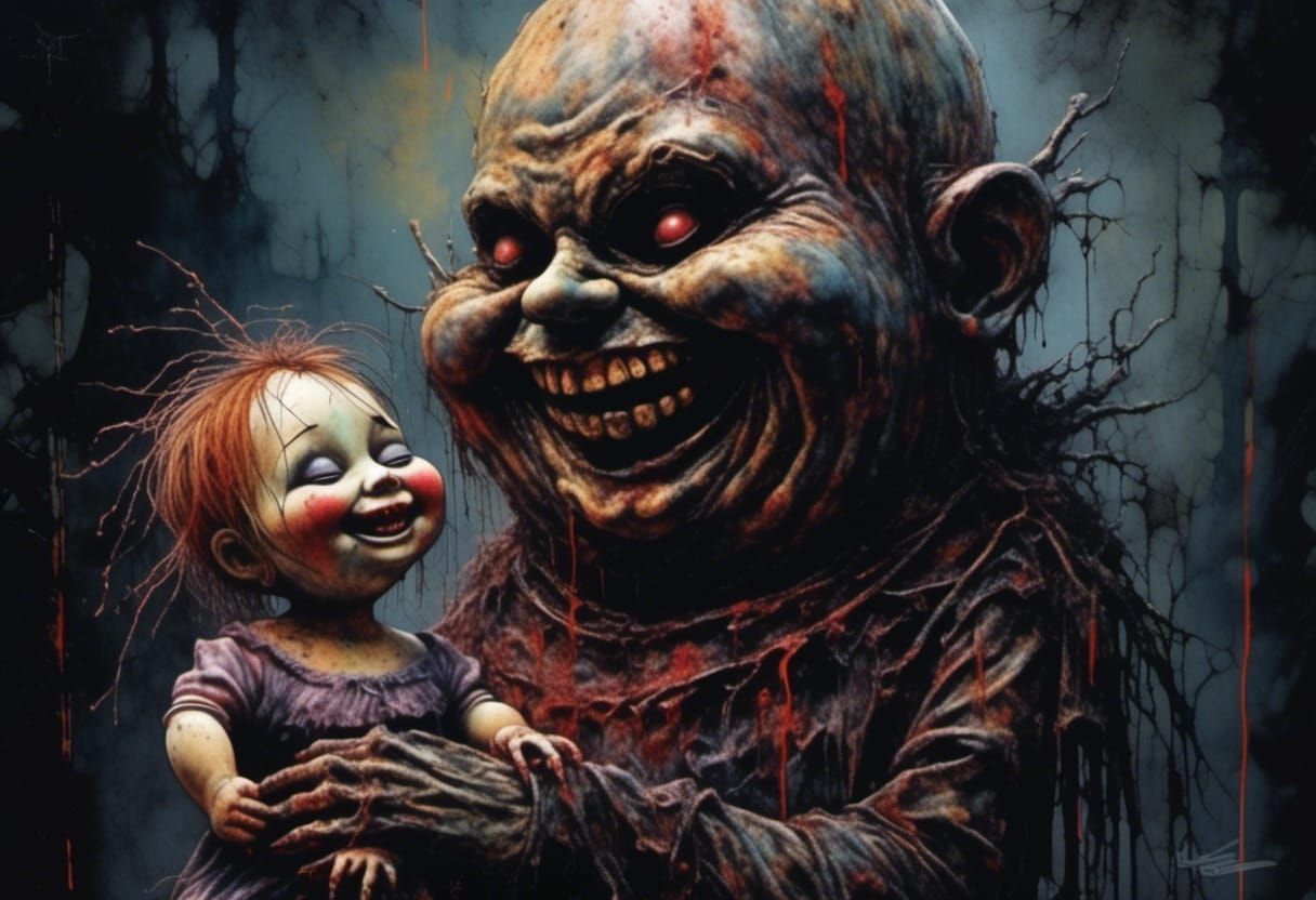 Nightmarish Bloated Figure in Dark Gothic Horror Style