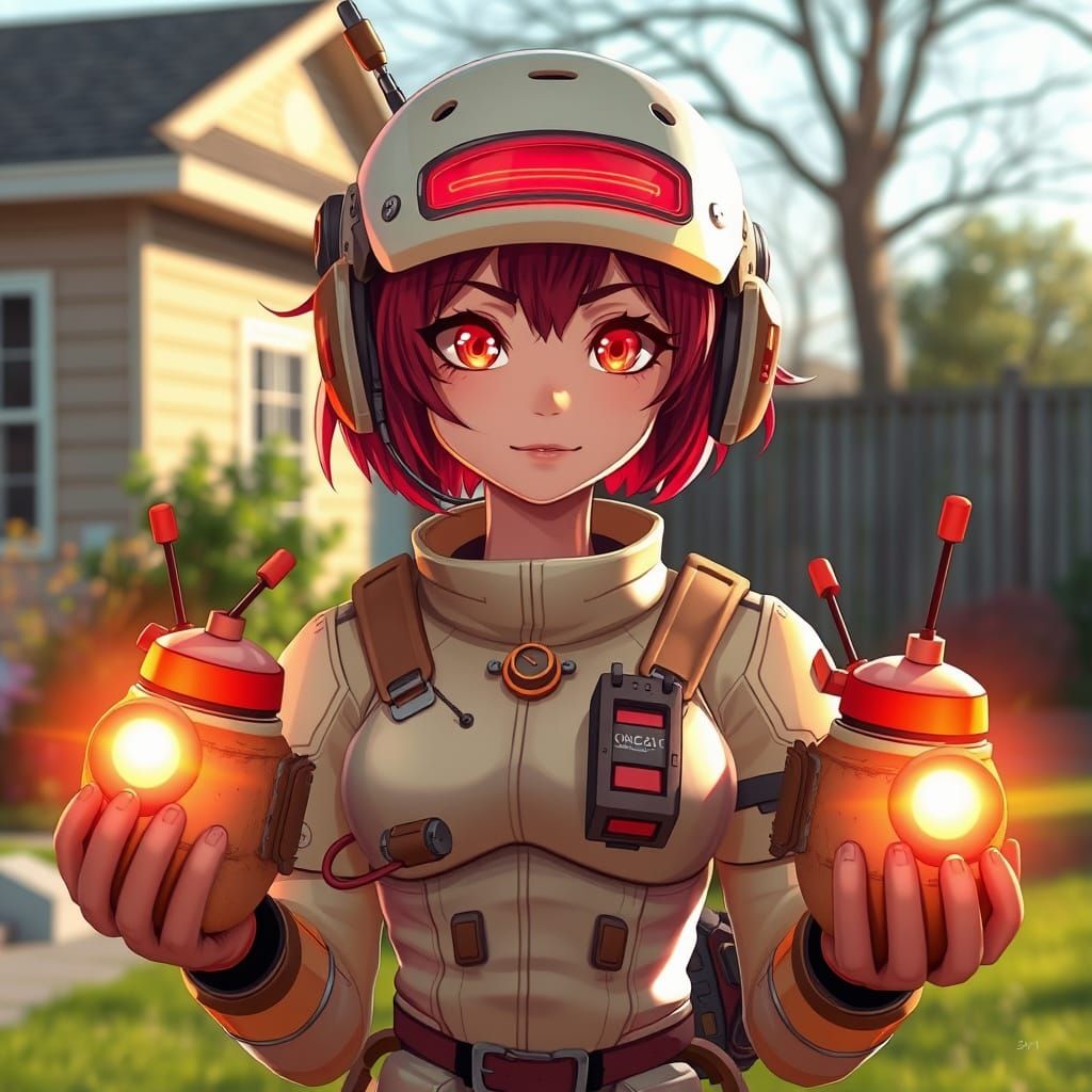 Anime Woman Genetically Fused with Potato Plant in 3D Art