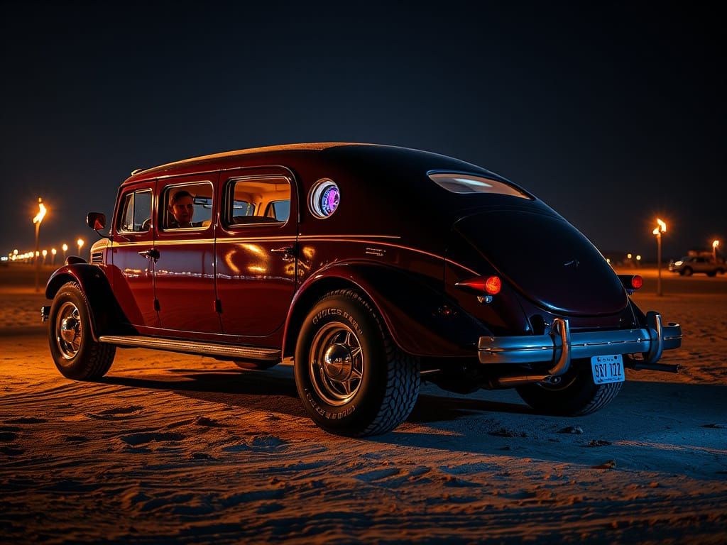 Steampunk Limousine at Futuristic Burning Man Desert