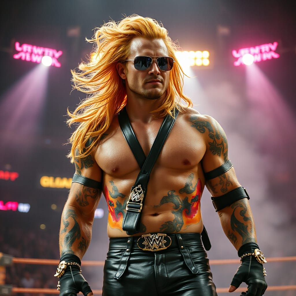 Gritty Wrestler in Neon Arena, Inspired by Otomo and Hewlett