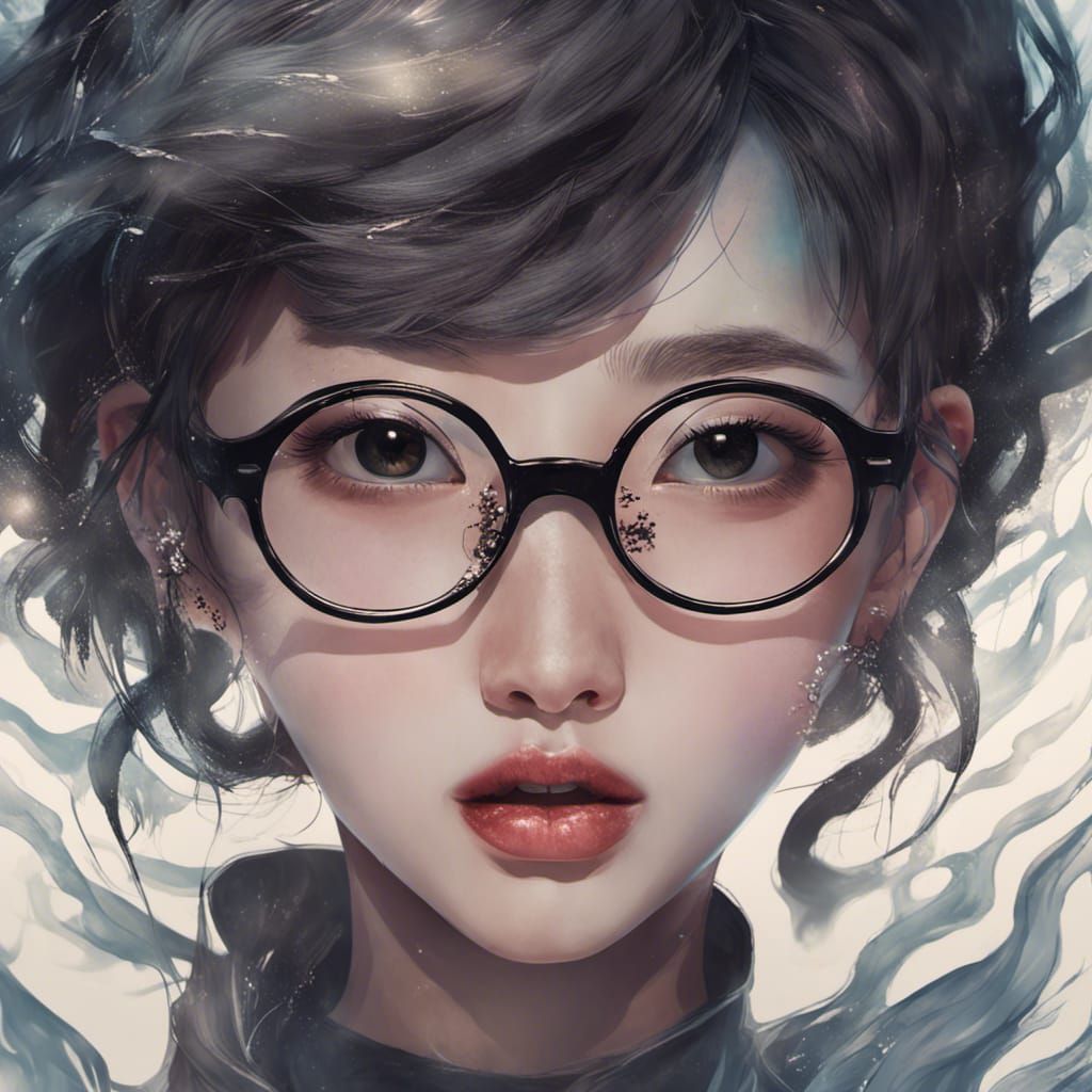 Korean Girl with Galaxy Hair, Detailed Matte Painting