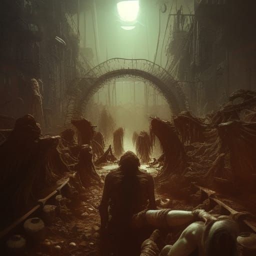 Zombie Crawling in Asylum: Hyperrealistic Digital Art