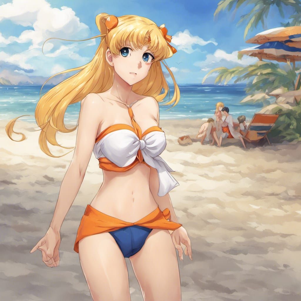 Sailor Venus at the Beach: Anime Key Visual