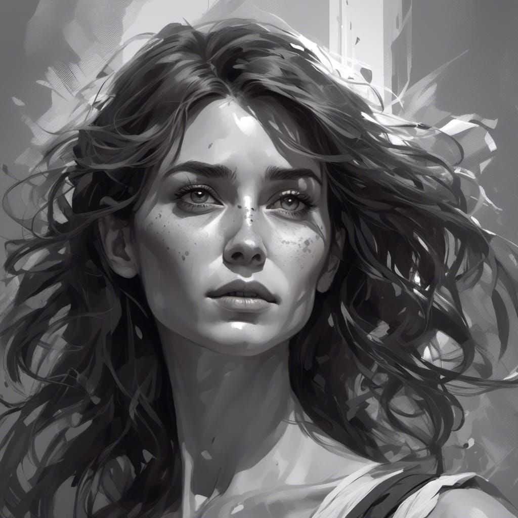 Detailed Portrait of a Modern Woman in Black and White