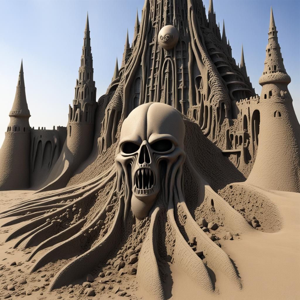 Giger-esque Sandcastle with Eye of Sauron