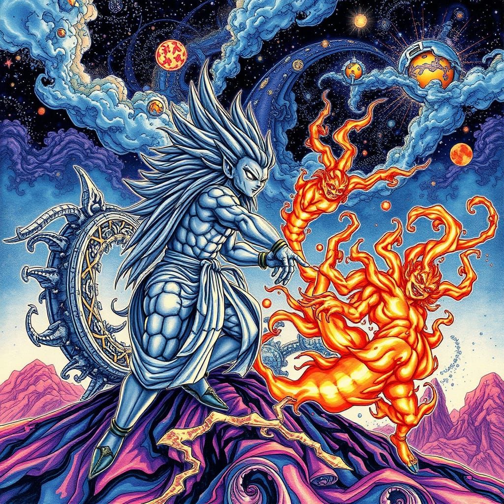 Goku in Ghibli Style with Quantum Fractal Art