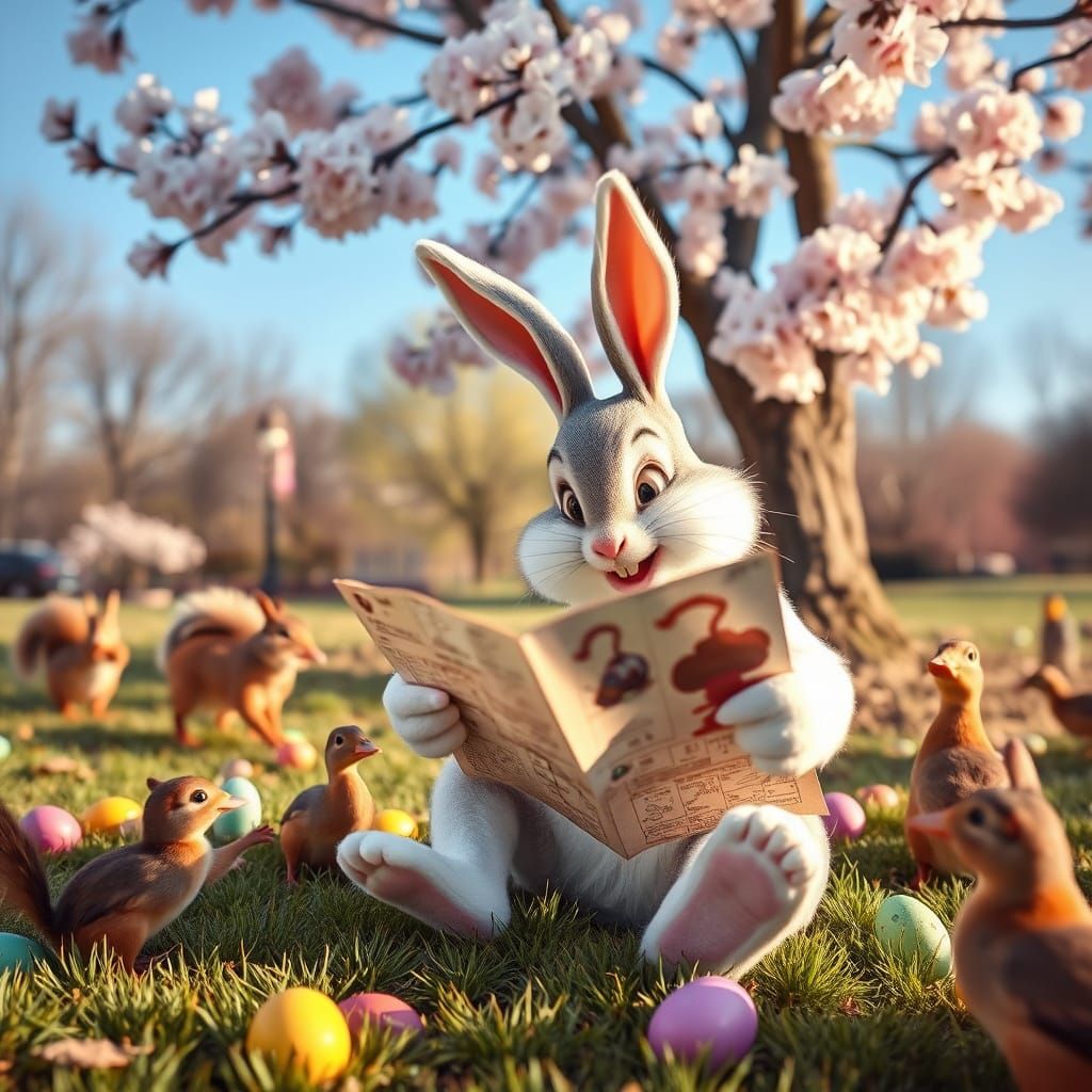 Easter Bunny Chaos in the Park: A Whimsical Scene of Squirre...