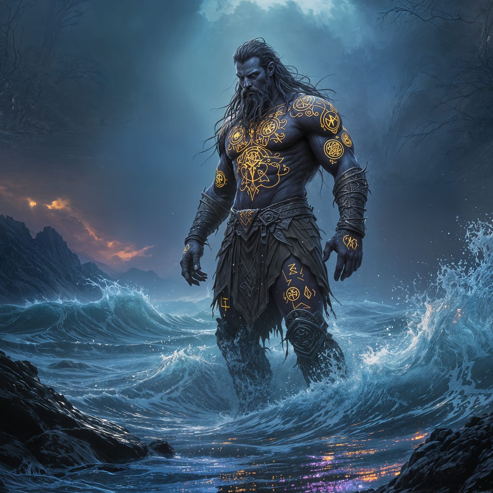 Celtic Druid Warrior in Dark Fantasy Style