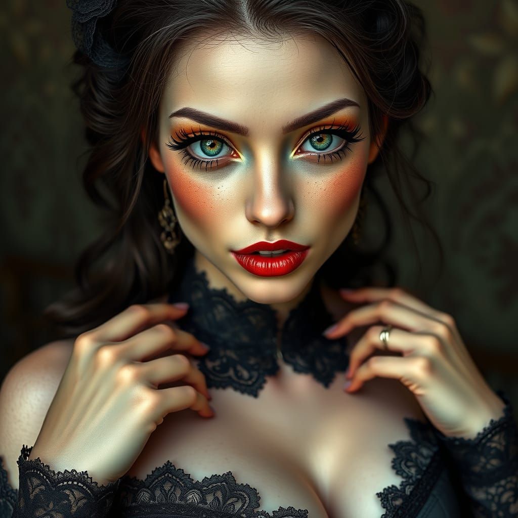 Sensual Duck Woman Portrait in Hyperrealism