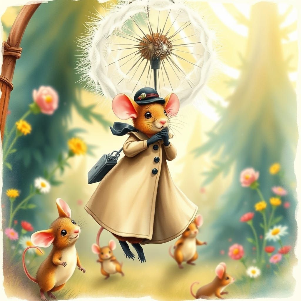 Whimsical Mouse Descends into Enchanted London Garden