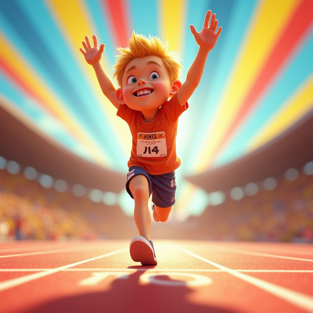 Boy's Triumphant Olympic Win in Pixar Style