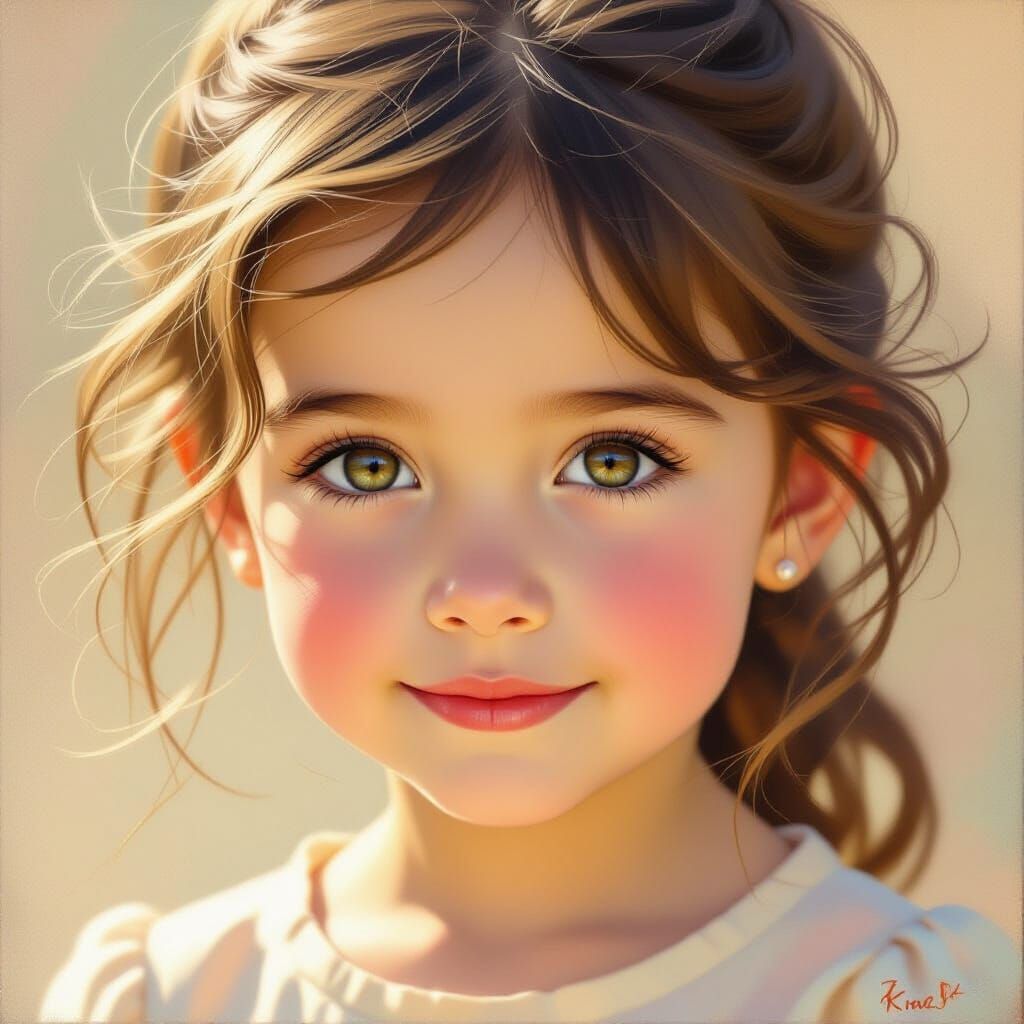 Luminous Portrait of a Girl's Gentle Smile