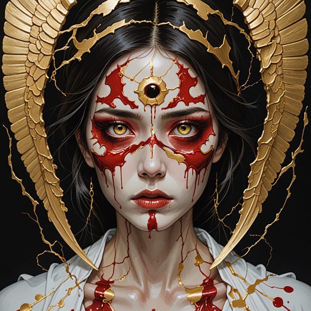 Bleeding Angel of Kintsugi Tears