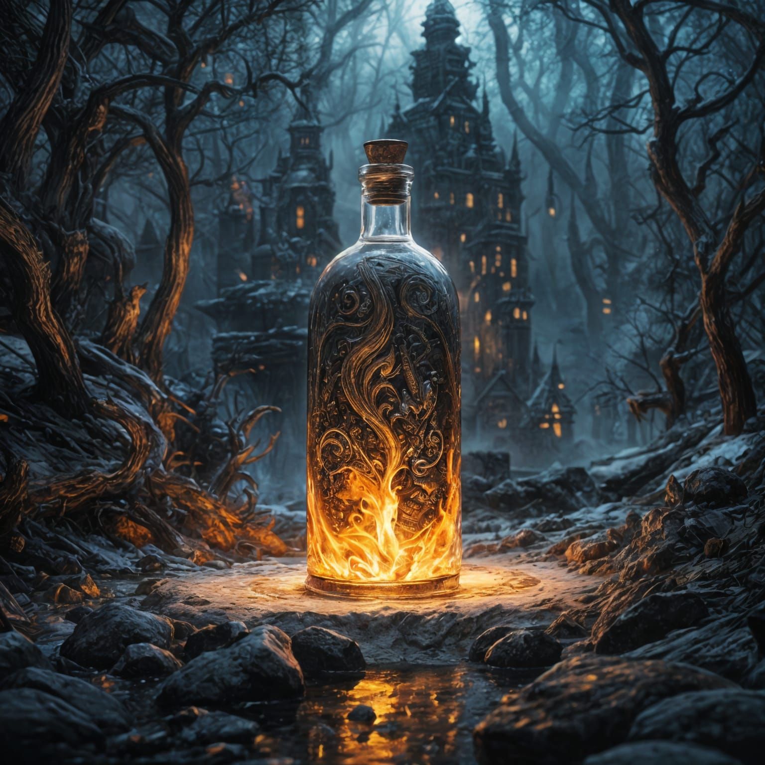 Ethereal Vessel of Enchanted Flames