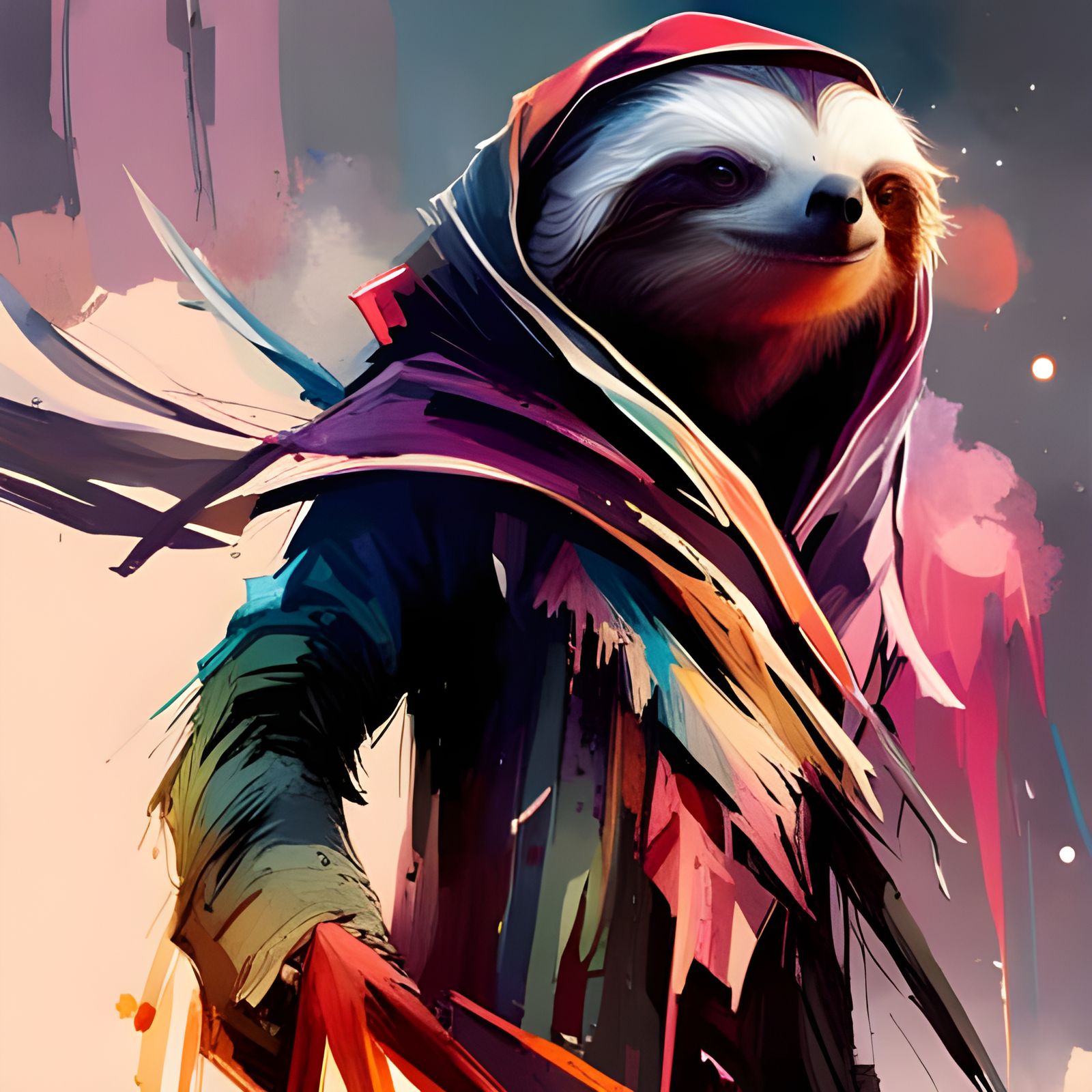 Majestic Alien Sloth in a Galactic Landscape