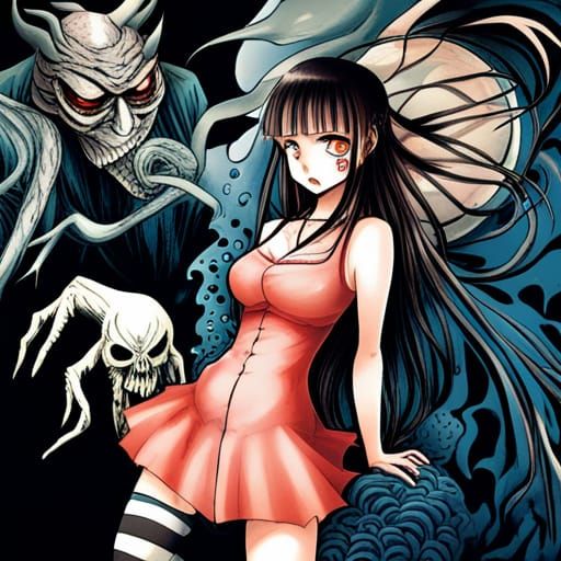 Anime Horror Girl in Kazuo Umezu Style