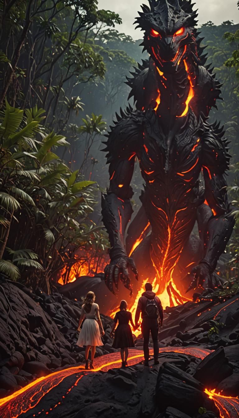 Dramatic Lava Flow in Cinematic Style