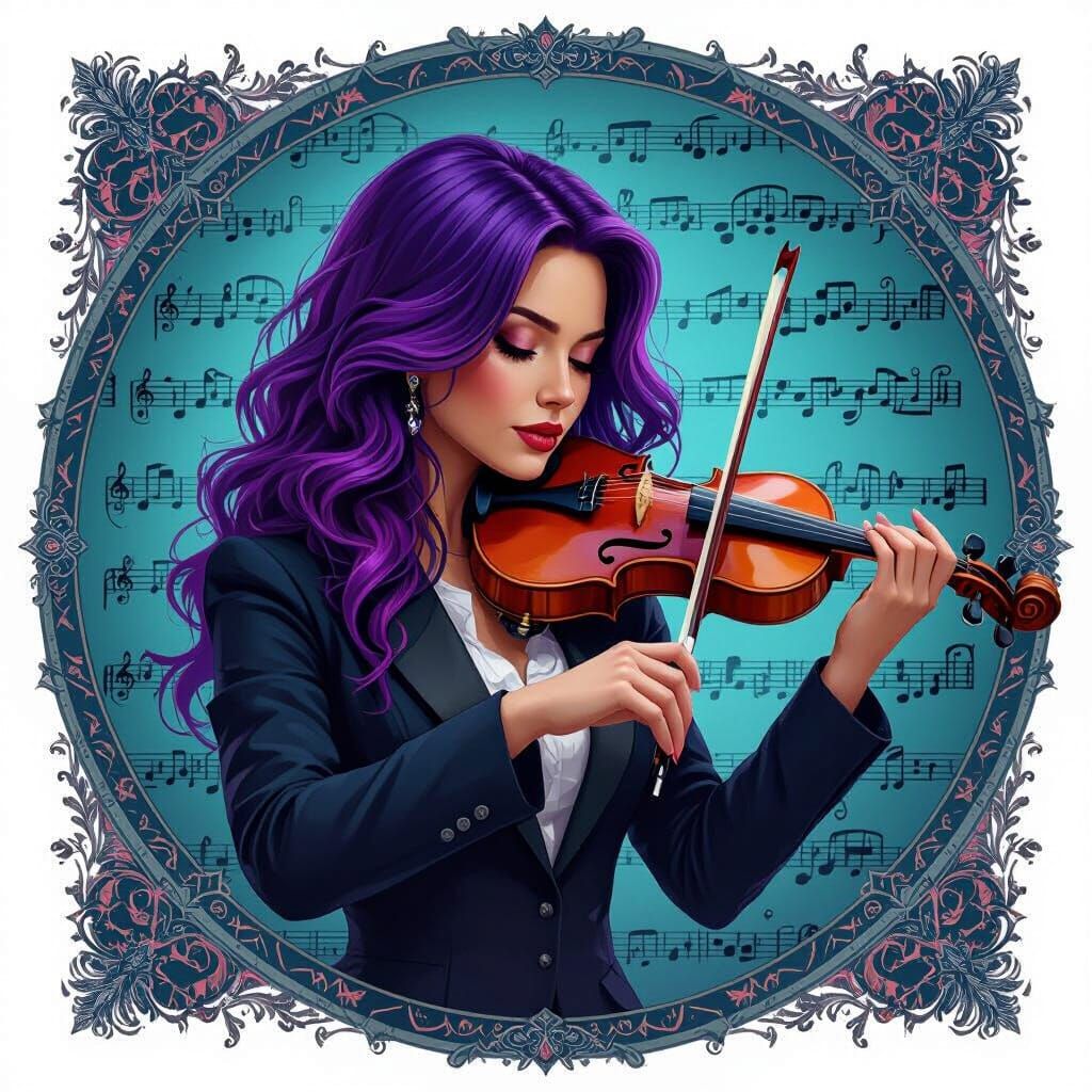 Purple-Haired Conductor Leads Orchestra in Purple & Teal