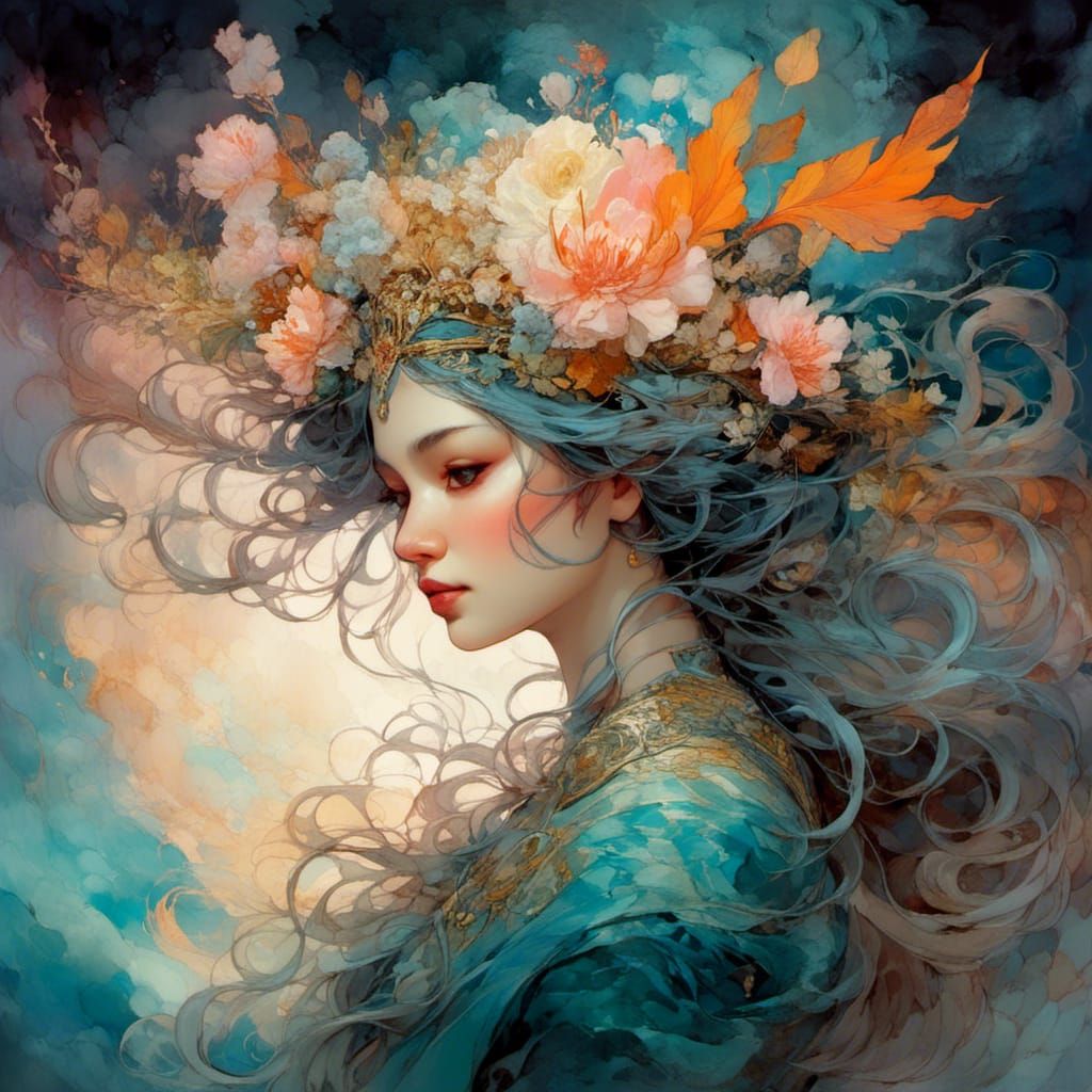 Goddess of Spring in a Magical Fantasy Painting