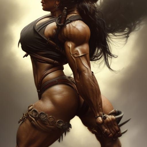 Heroic Woman Warrior in Dark Fantasy Style