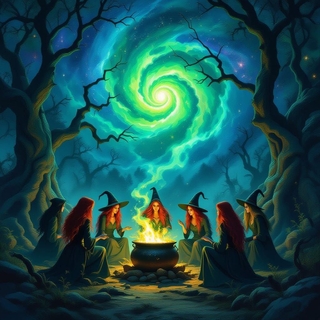Witches Brew Under Cosmic Sky