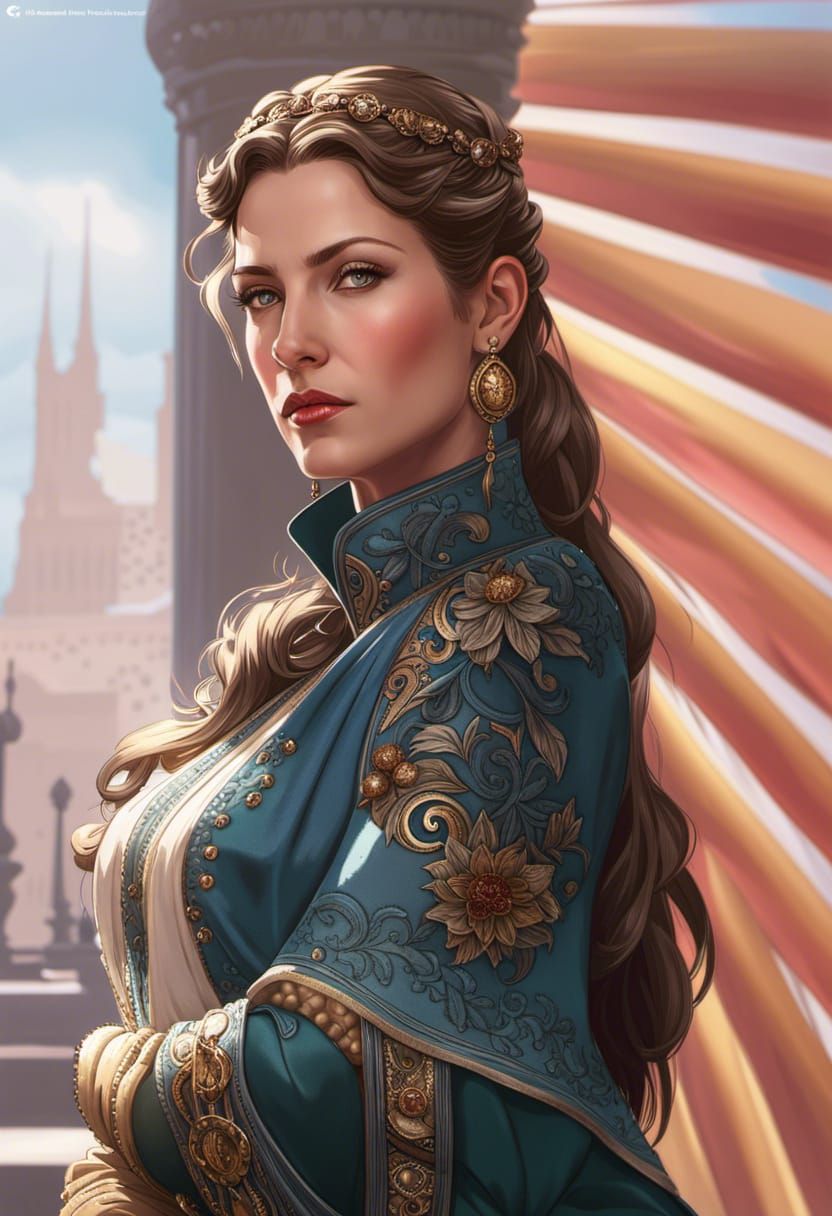 1900s Woman Portrait in Art Nouveau Style