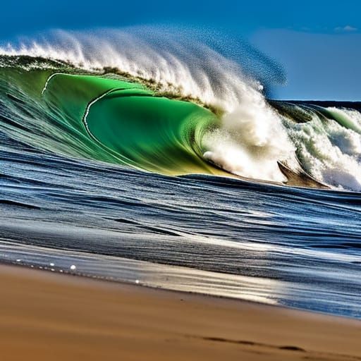 Windsurfer Rides a Perfect Wave on Beach