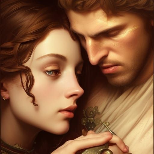 Romantic Medieval Couple Portrait in Fantasy Style