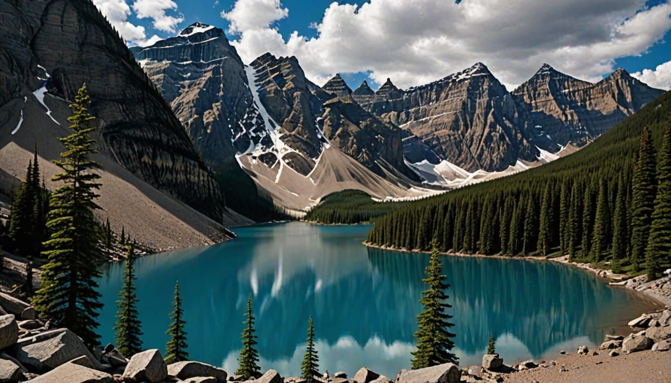 Vintage Moraine Lake in Banff National Park