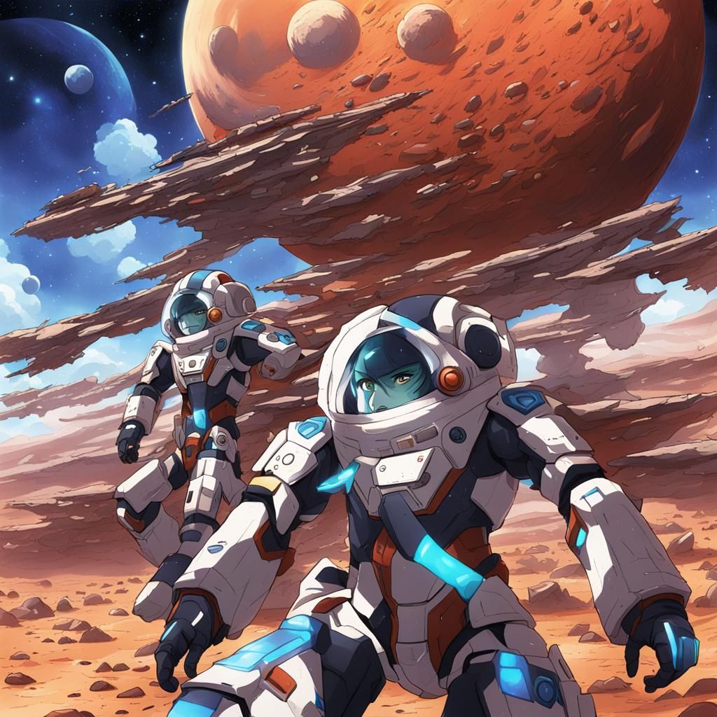Anime Style Mars Landscape Illustration