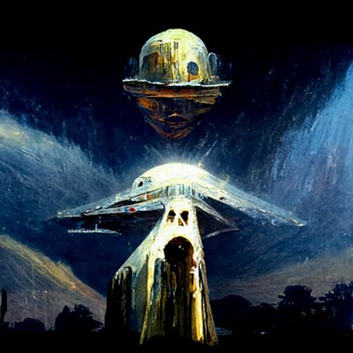 Ethereal Encounter: An Oil Painting Inspired by Sci-Fi